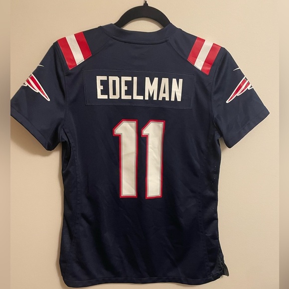 NIKE-Youth, Edelman, Navy ,New England Patriots Game Retired Player Jersey - Picture 2 of 4
